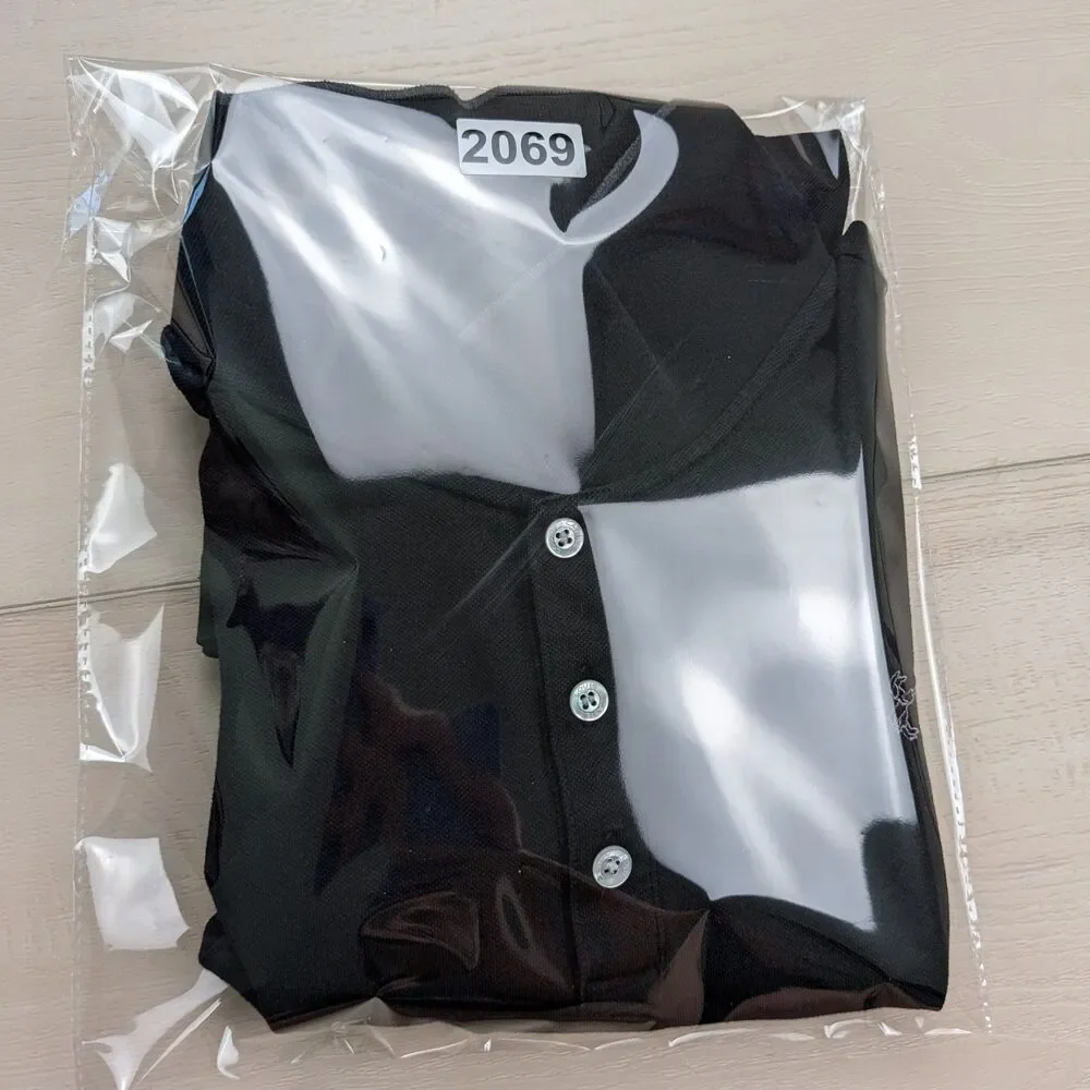 Louis Castel Polo Shirt Mens 110 Large Caddie Dog‎ Black Stretch Golf